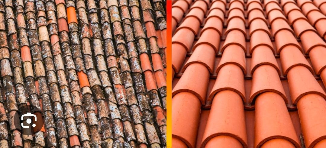 Photos avant et après nettoyage de toiture
