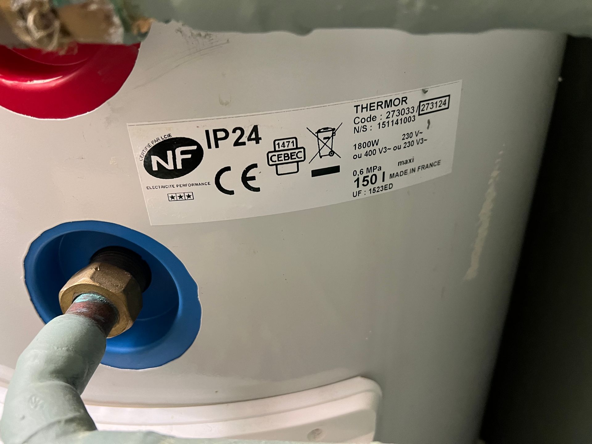 Étiquette NF IP24 THERMOR