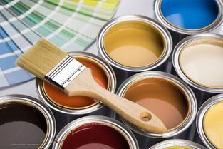 bunte Lacke mit Pinsel