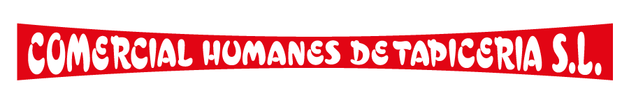 Bandera roja con texto blanco: COMERCIAL HUMANES DE TAPICERIA SL