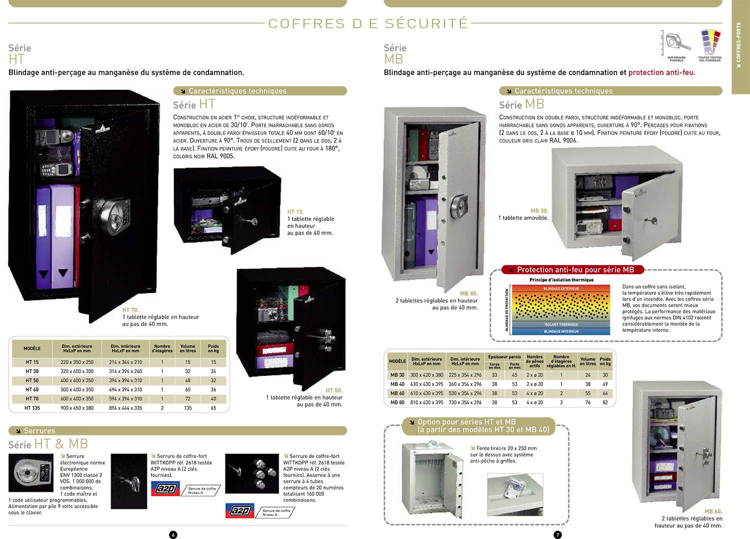 Page 6 et 7 du catalogue des coffres-forts et armoires