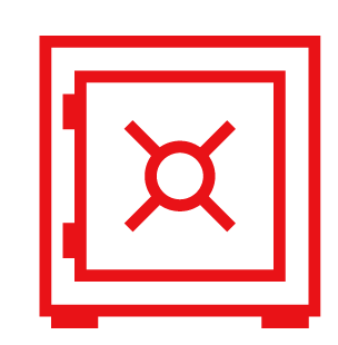 Coffre-fort en traits rouges