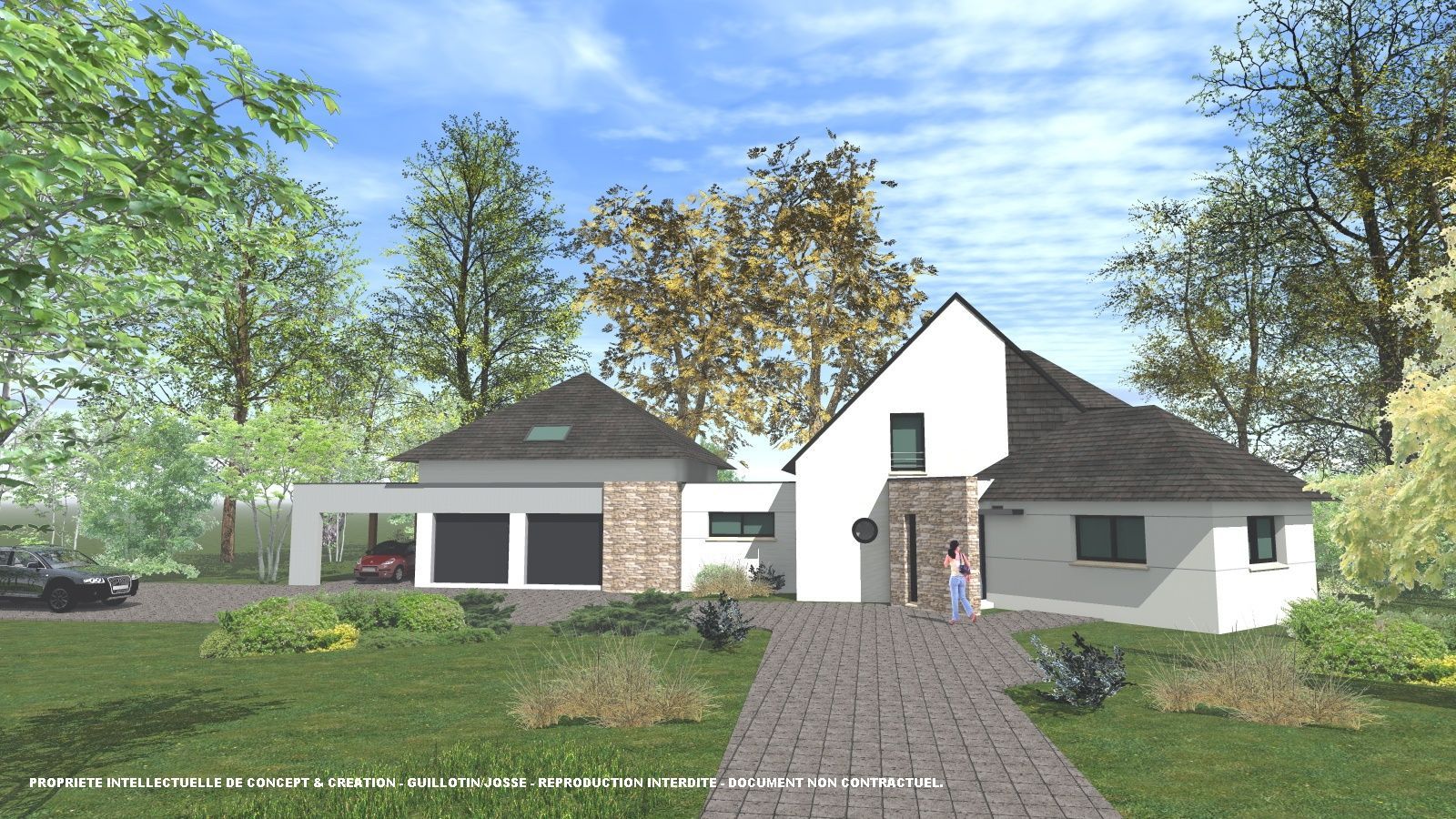 Maison en pierre avec une allée