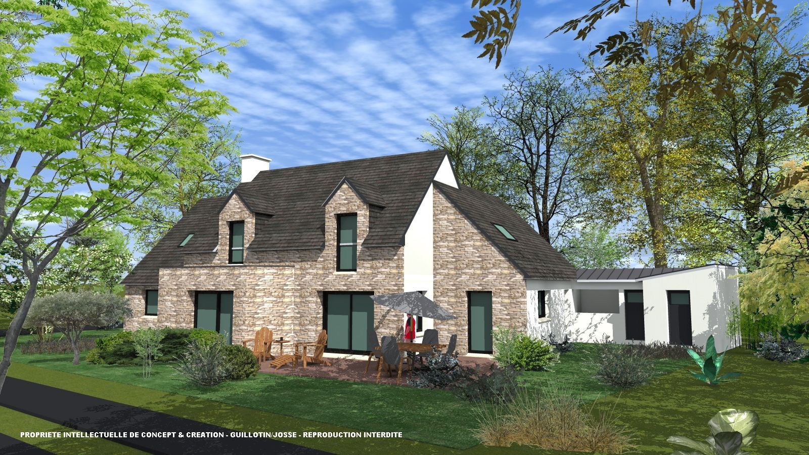 Maison en pierre avec terrasse