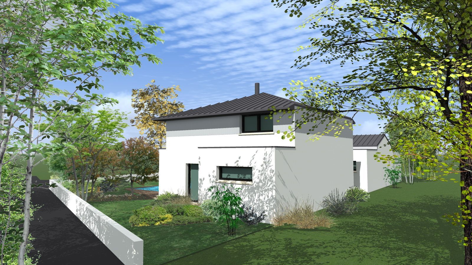 Maison moderne avec une extension