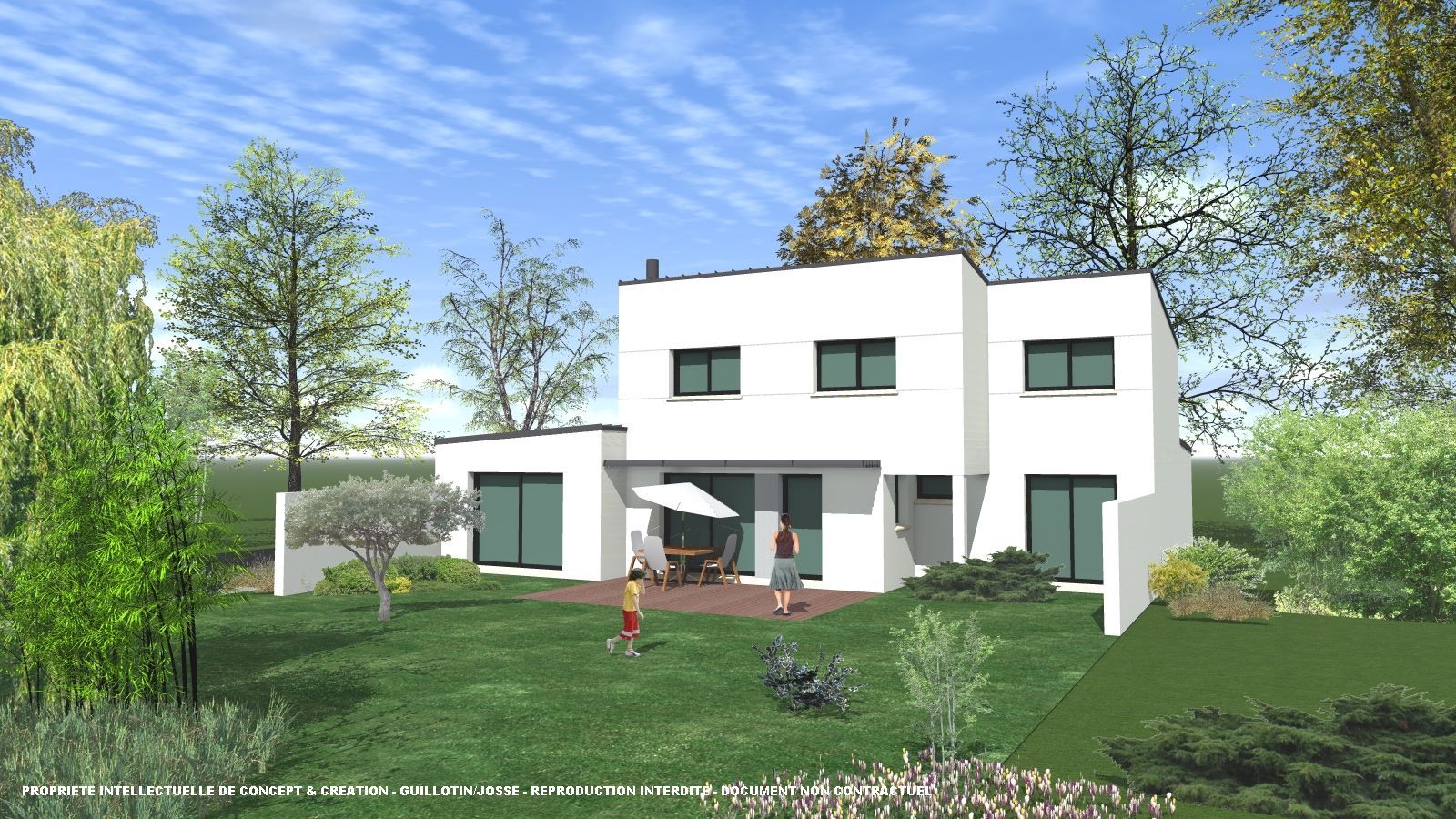 Maison moderne avec un jardin