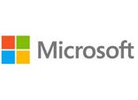 El logotipo de Microsoft, que consta de cuatro cuadrados de colores dispuestos en una cuadrícula, se encuentra junto al nombre de la empresa en texto gris.