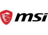 El logotipo de MSI, que consiste en un emblema de dragón blanco dentro de un escudo rojo a la izquierda del texto negro en cursiva "msi".
