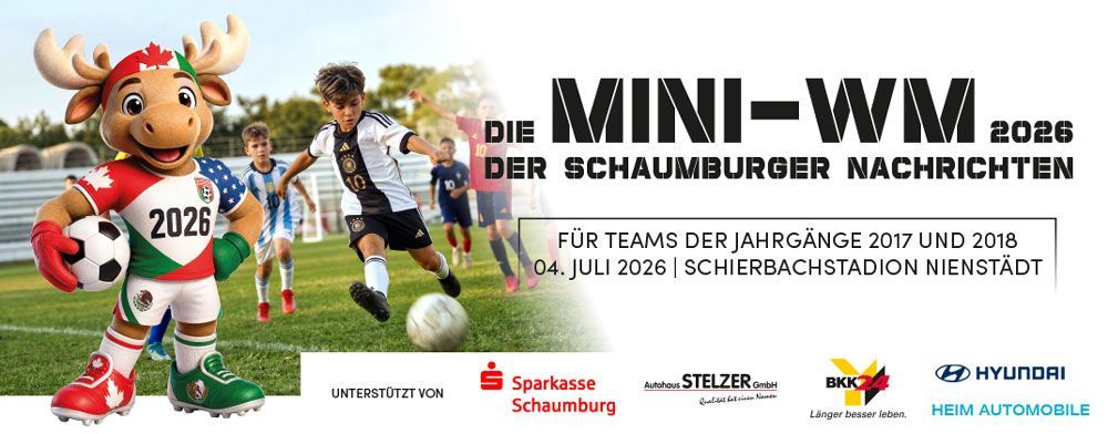 Mini-WM-Poster 2024 mit farbenfrohen Fußballmaskottchen und Sponsorenlogos