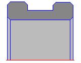 Eine Zeichnung eines Betonblocks mit einem Loch in der Mitte.