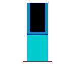 Ein blauer Zylinder mit einem schwarzen Quadrat in der Mitte.