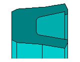 Eine Pixelkunstzeichnung eines blauen Blocks auf weißem Hintergrund.
