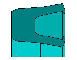 Eine Pixelkunstzeichnung eines blauen Blocks auf weißem Hintergrund.