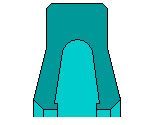 Eine Pixelkunstzeichnung eines blauen Objekts auf weißem Hintergrund.