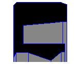 Eine Pixelkunst eines schwarz-grauen Objekts auf weißem Hintergrund.