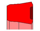 Ein rotes Quadrat mit einem Loch in der Mitte auf weißem Hintergrund.