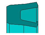 Eine Pixelkunstzeichnung eines blauen Blocks auf weißem Hintergrund.