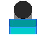 Eine blaue Schachtel mit einem schwarzen Gummisiegel darauf.