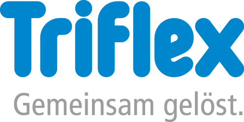 Ein blau-weißes Logo für ein Unternehmen namens Triflex
