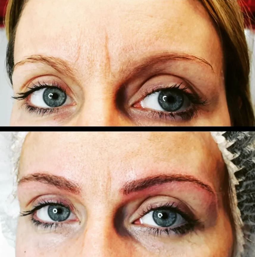 Microblading regard avant/après séance par Alexandra