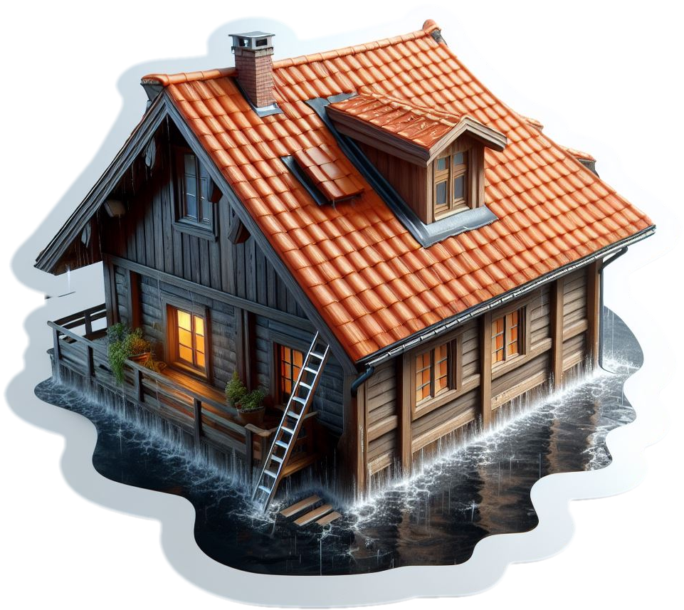 Illustration de maison sous la pluie