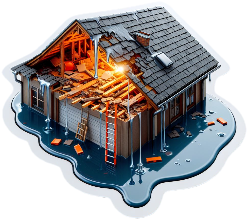 Illustration de maison avec fuite d'eau