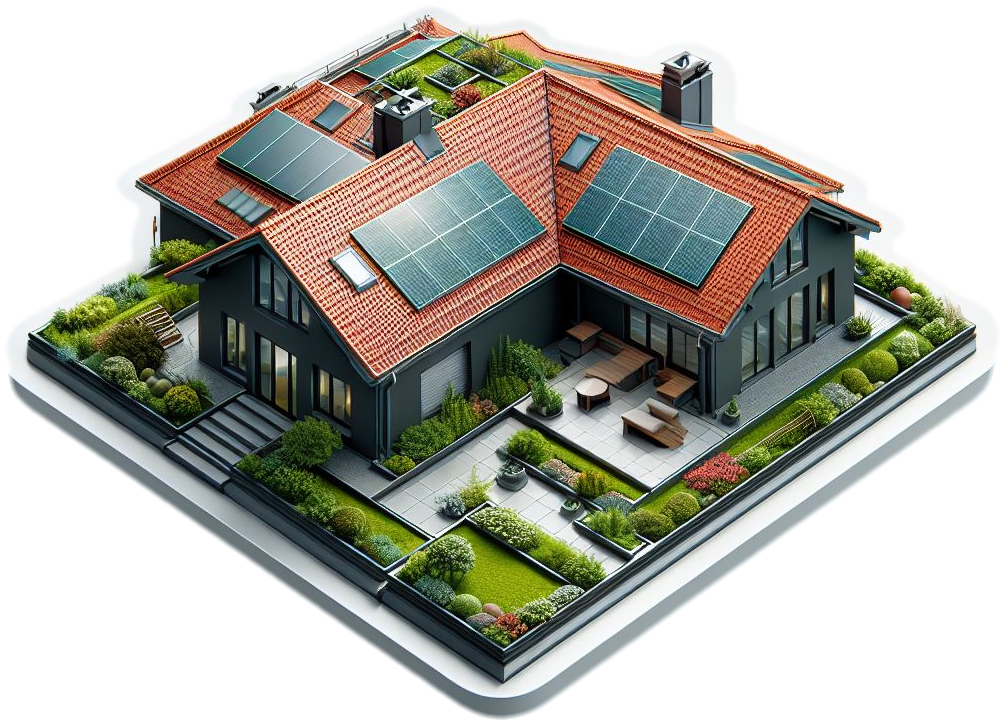 Illustration de toiture de maison avec panneaux solaires