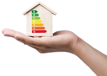 Main qui porte une maison avec un DPE.