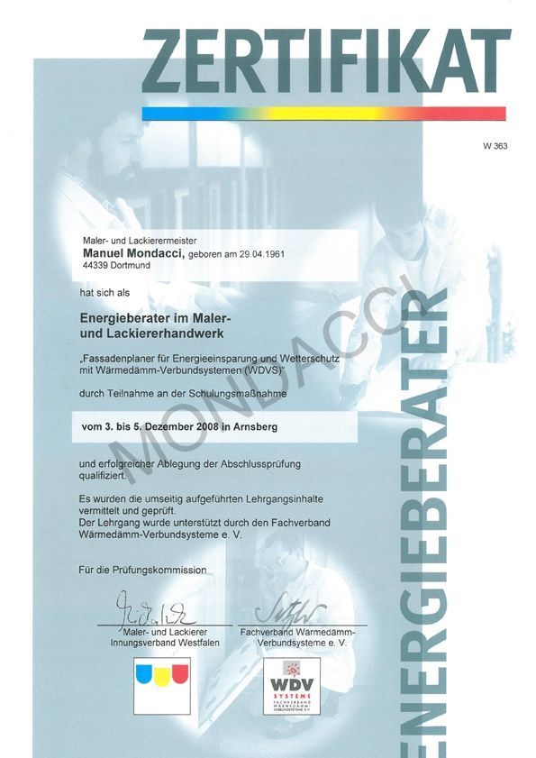 Zertifikat Manuel Mondacci