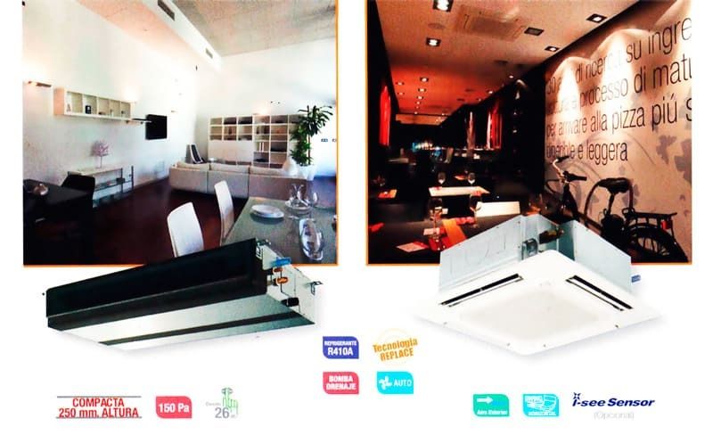 Una foto de una sala de estar y una foto de un restaurante.