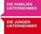 A pink and red speech bubble with the words die familien unternehmer and die jungen unternehmer written on it.