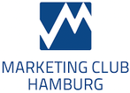 Ein blau-weißes Logo für den Marketing Club Hamburg