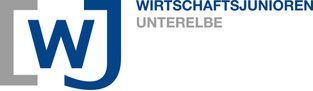 A blue and gray logo for wirtschaftsjunioren unterelbe