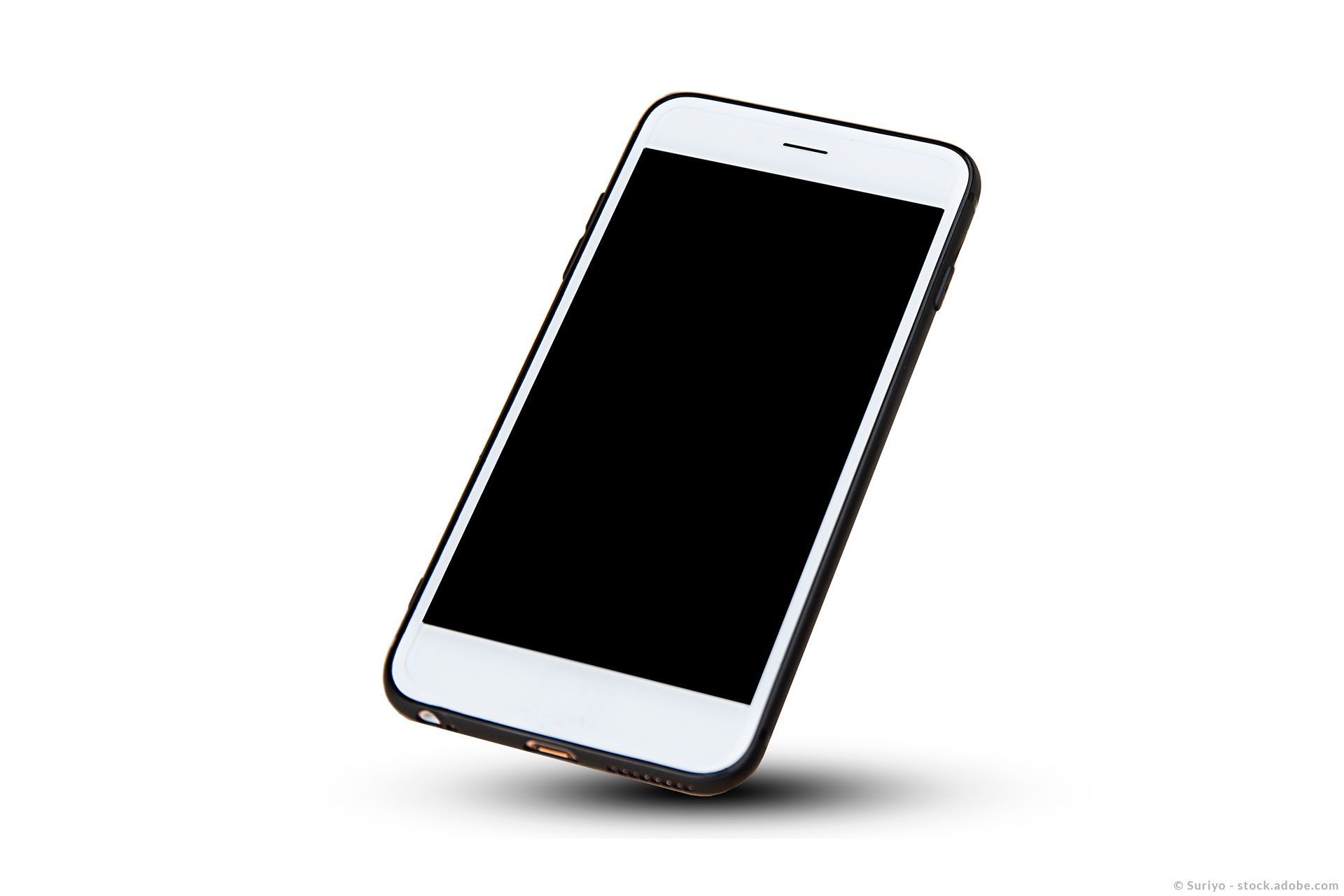 schwarz-weißes Smartphone auf weißem Grund