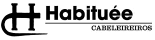 Logotipo para "Habitu&eacute;e Cabeleireiros", um sal&atilde;o de cabeleireiro, apresentando um "H" estilizado e o nome do sal&atilde;o.