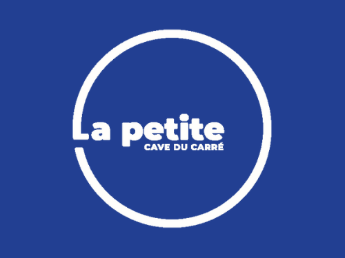 La petite cave du carre logo on a blue background