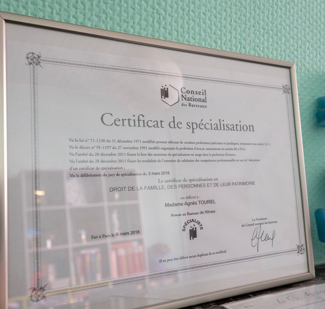 Certificat de spécialisation en droit de la famille
