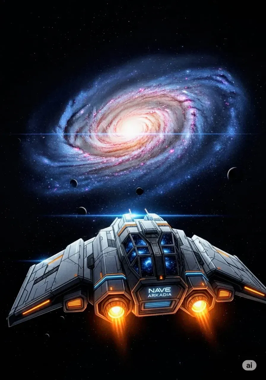 Un transbordador espacial asciende a través de nubes anaranjadas