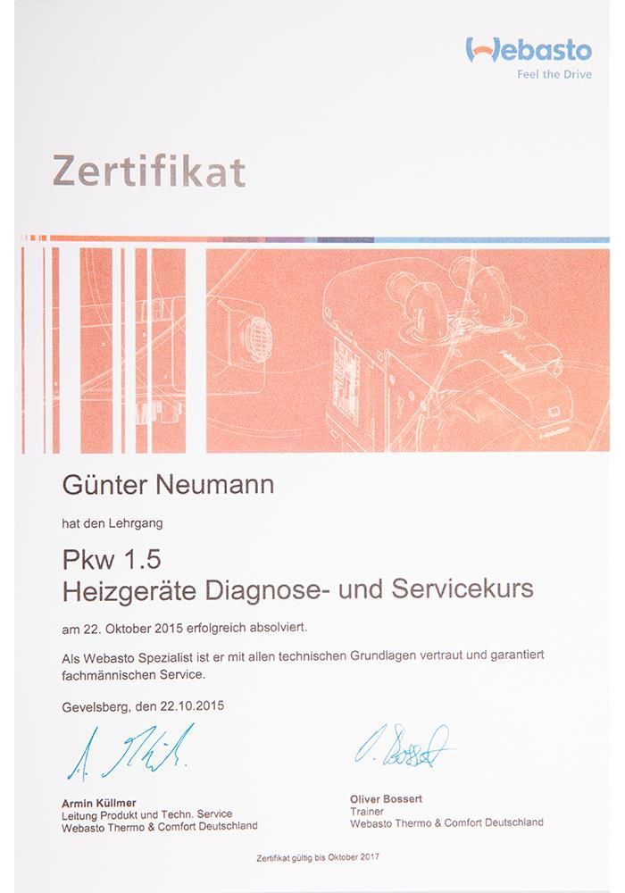 Ein Zertifikat für Frank Frost