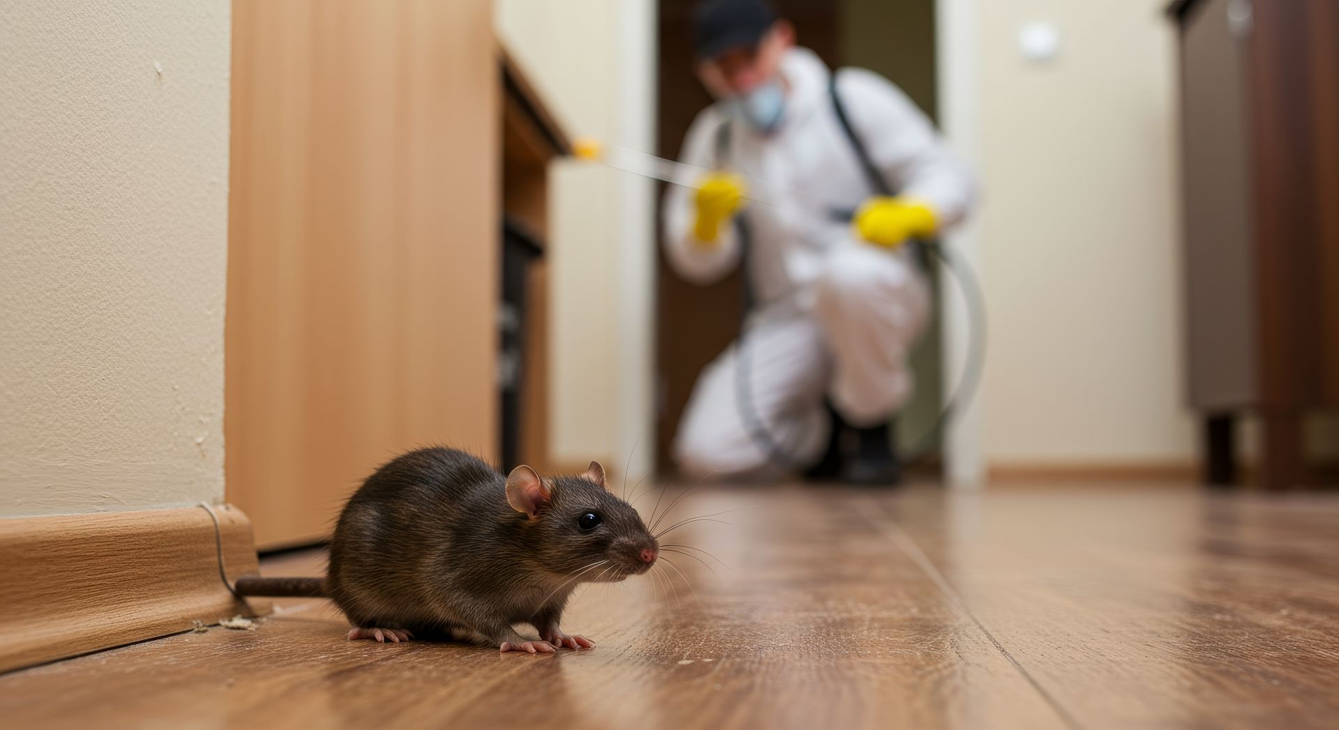 Rat avec un homme dérrière lui