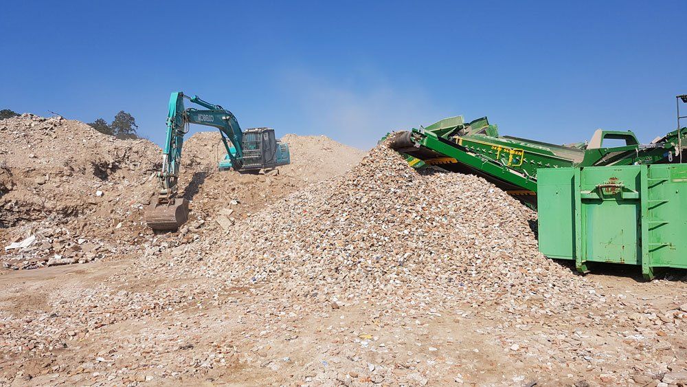 Graviers et tractopelle