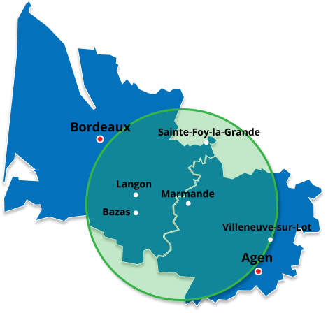 Carte zone d'intervention entreprise TGE