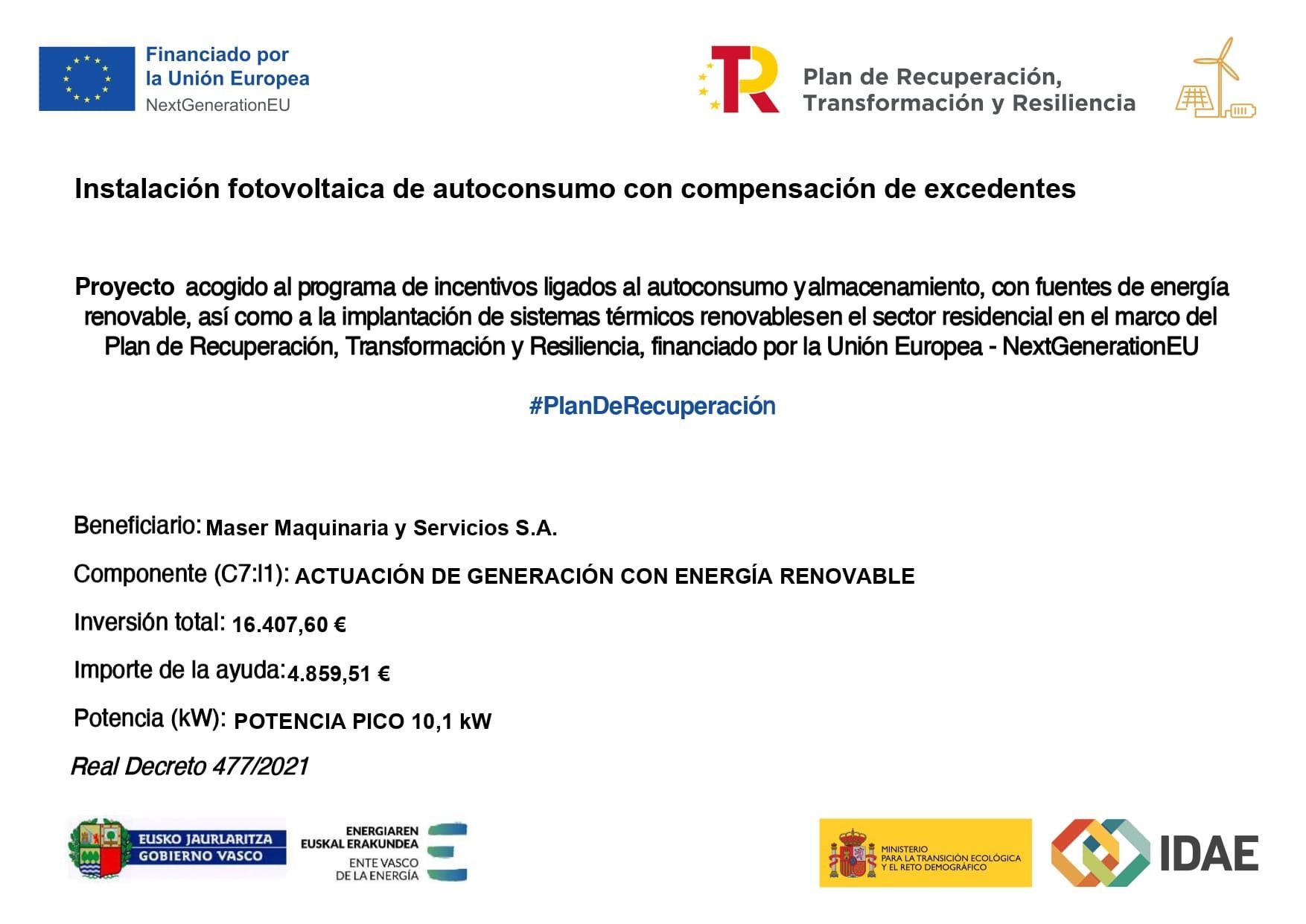 Cartel informativo sobre un proyecto de instalación de energía