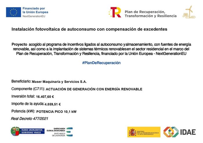 Cartel informativo sobre un proyecto de instalación de energía 