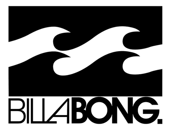 Un logotipo en blanco y negro para Billabong con ondas.