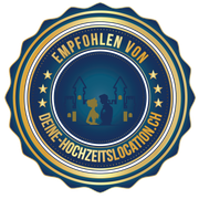 Ein goldenes Siegel mit der Aufschrift „Offizieller Partner von dein-hochzeitsfotograf.ch“