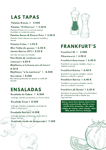 A menu for a restaurant called las tapas and ensaladas.