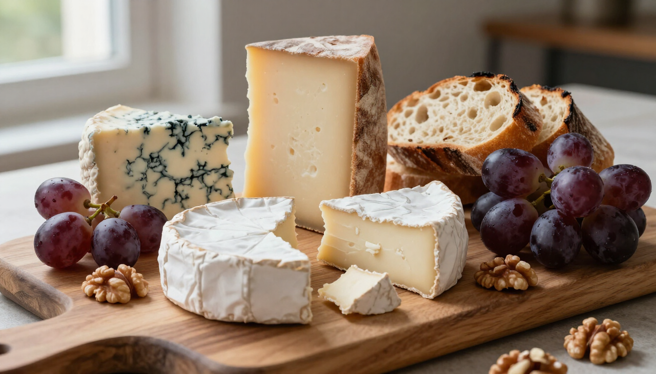 Plateau de fromages et pain de campagne