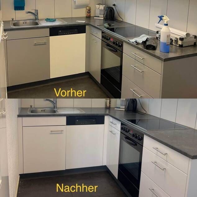 Vorher-Nachher-Bild einer Küche, Foto der Luxus Company GmbH