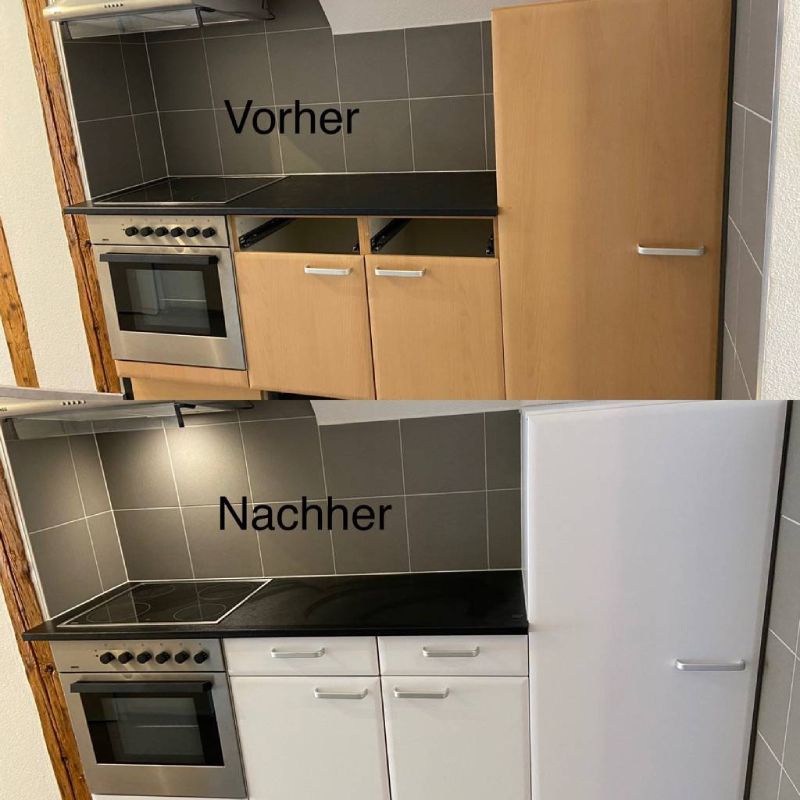 Vorher-Nachher-Bild einer Küche, Foto der Luxus Company GmbH